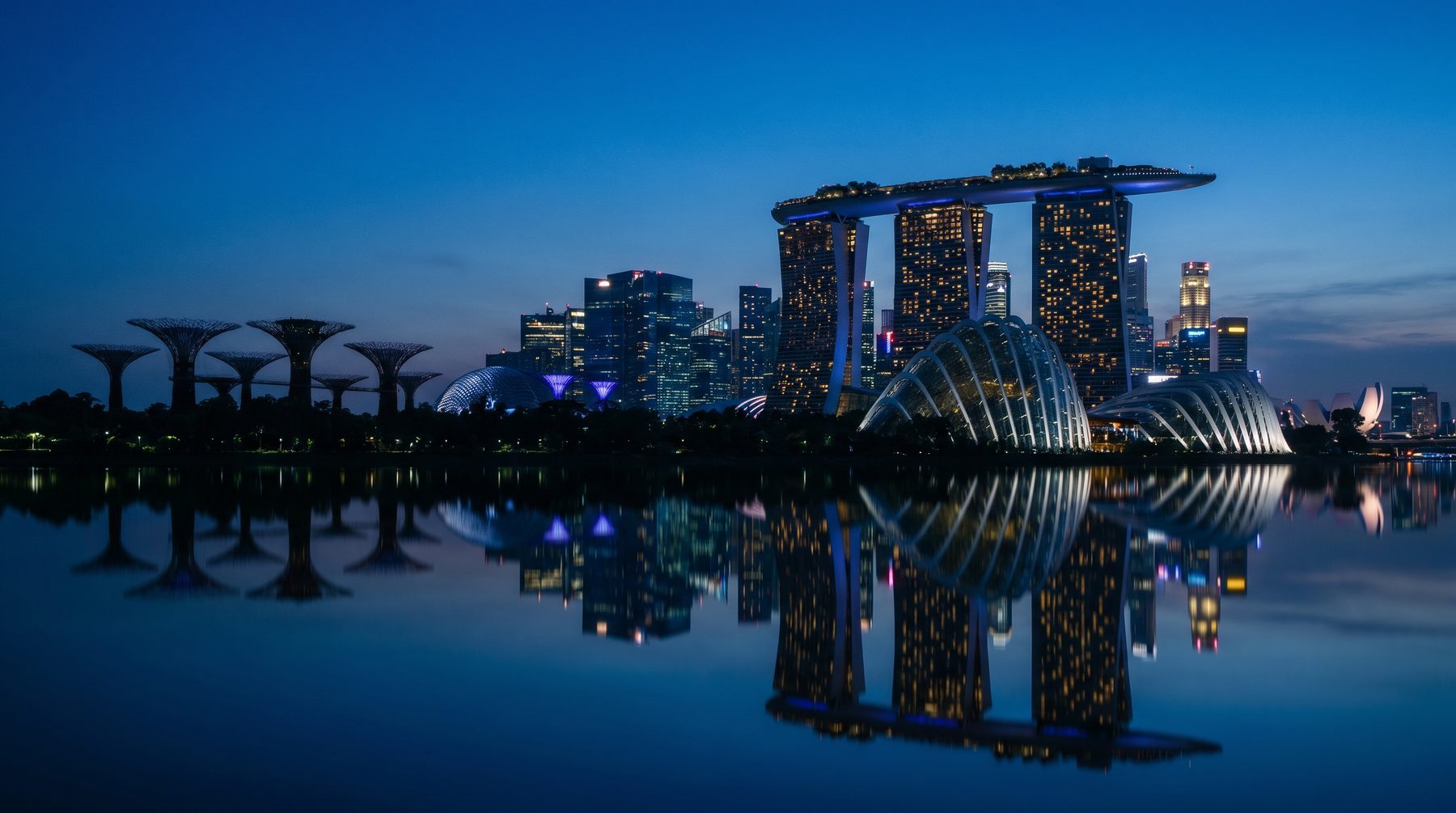 Marina Bay skyline at blue hour — Singapore