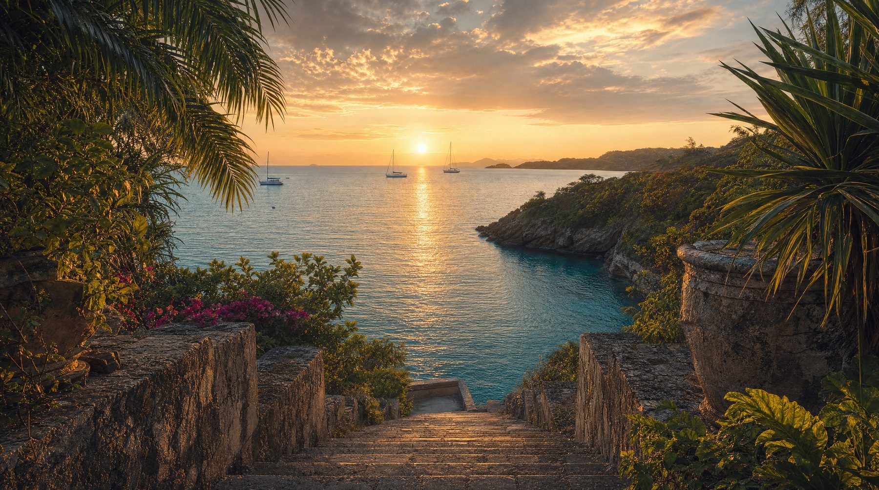 Sunset cove in Antigua and Barbuda