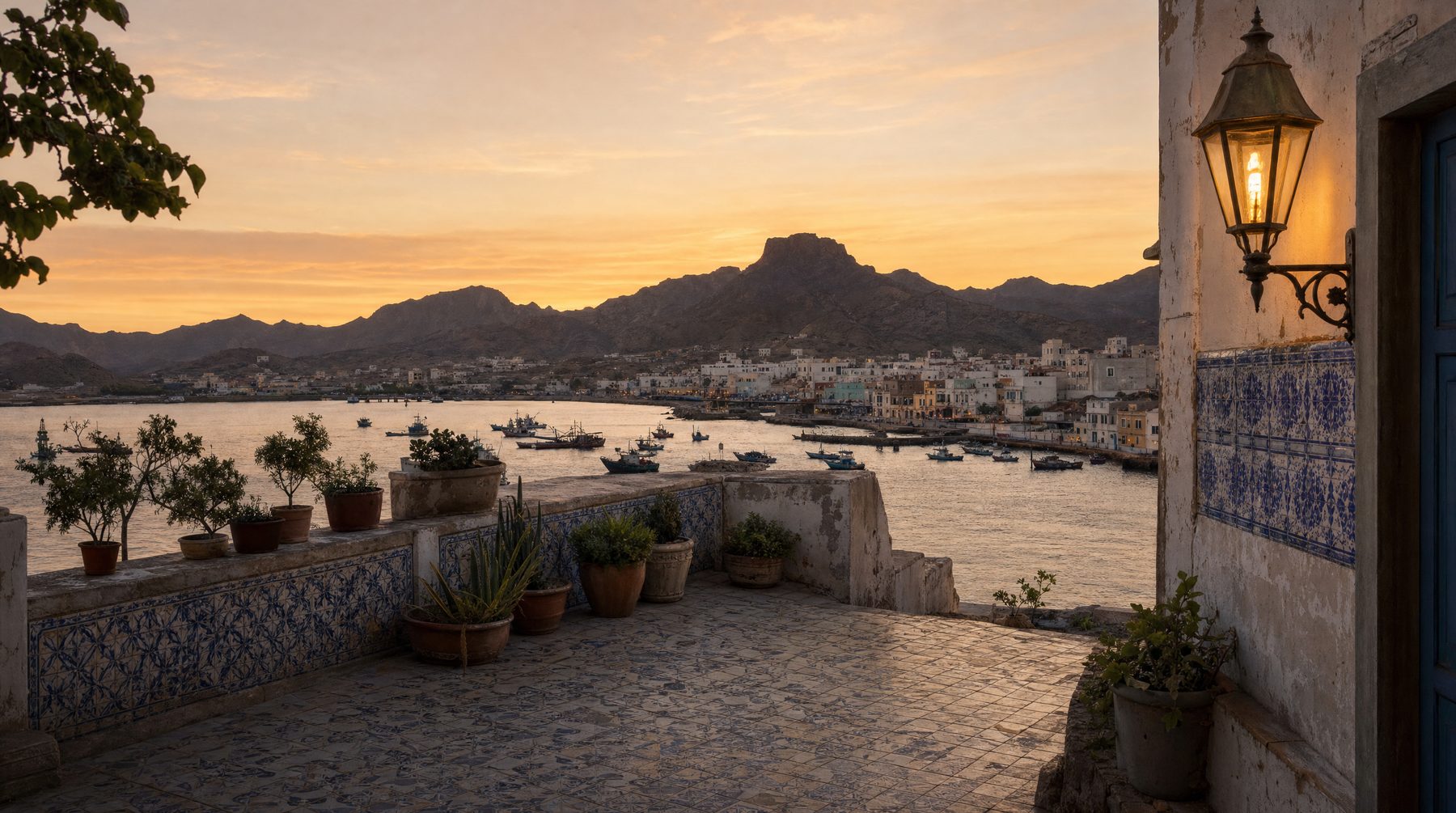 Cape Verde Atlantic terrace at dusk