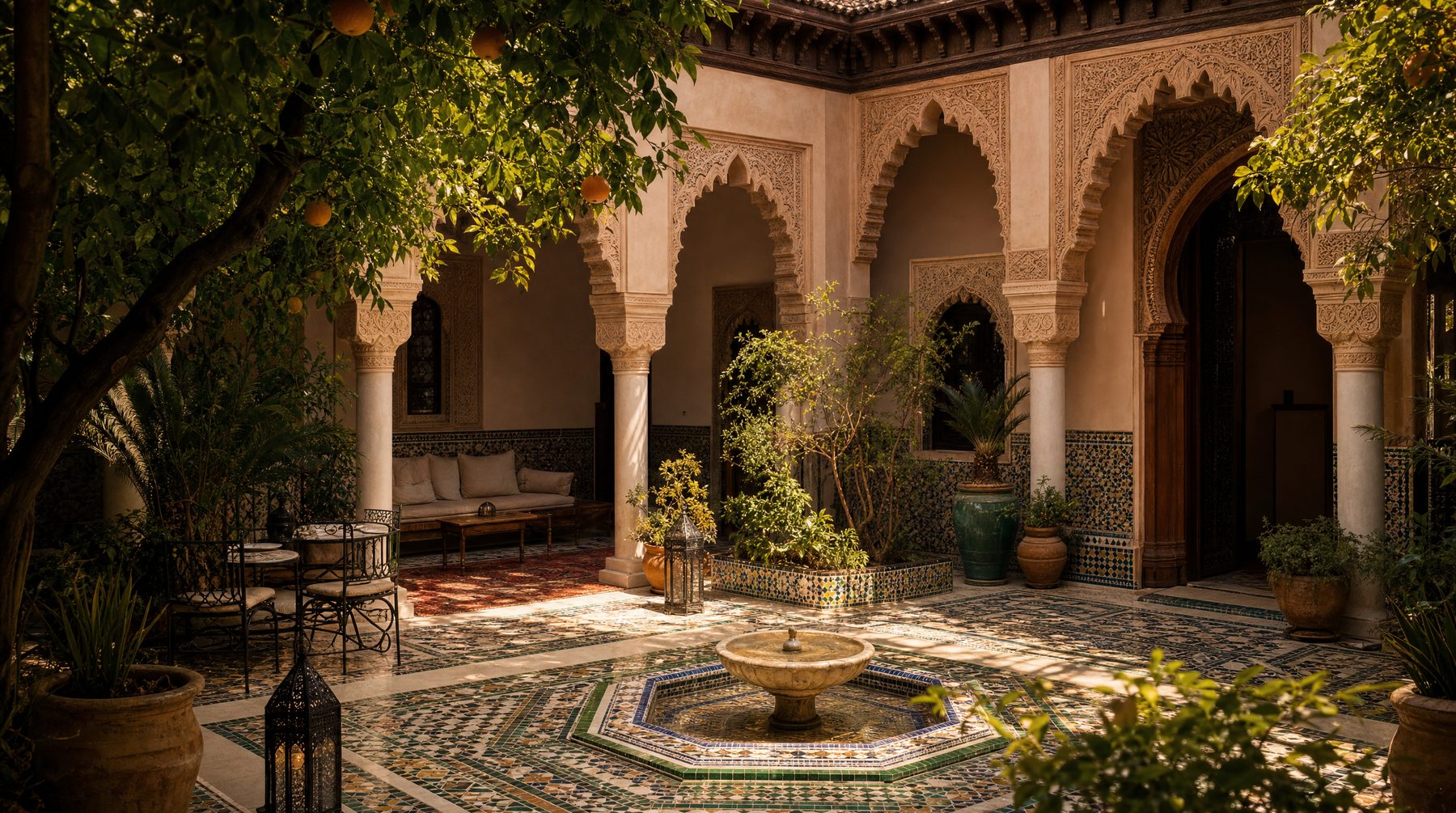 Riad courtyard in Morocco