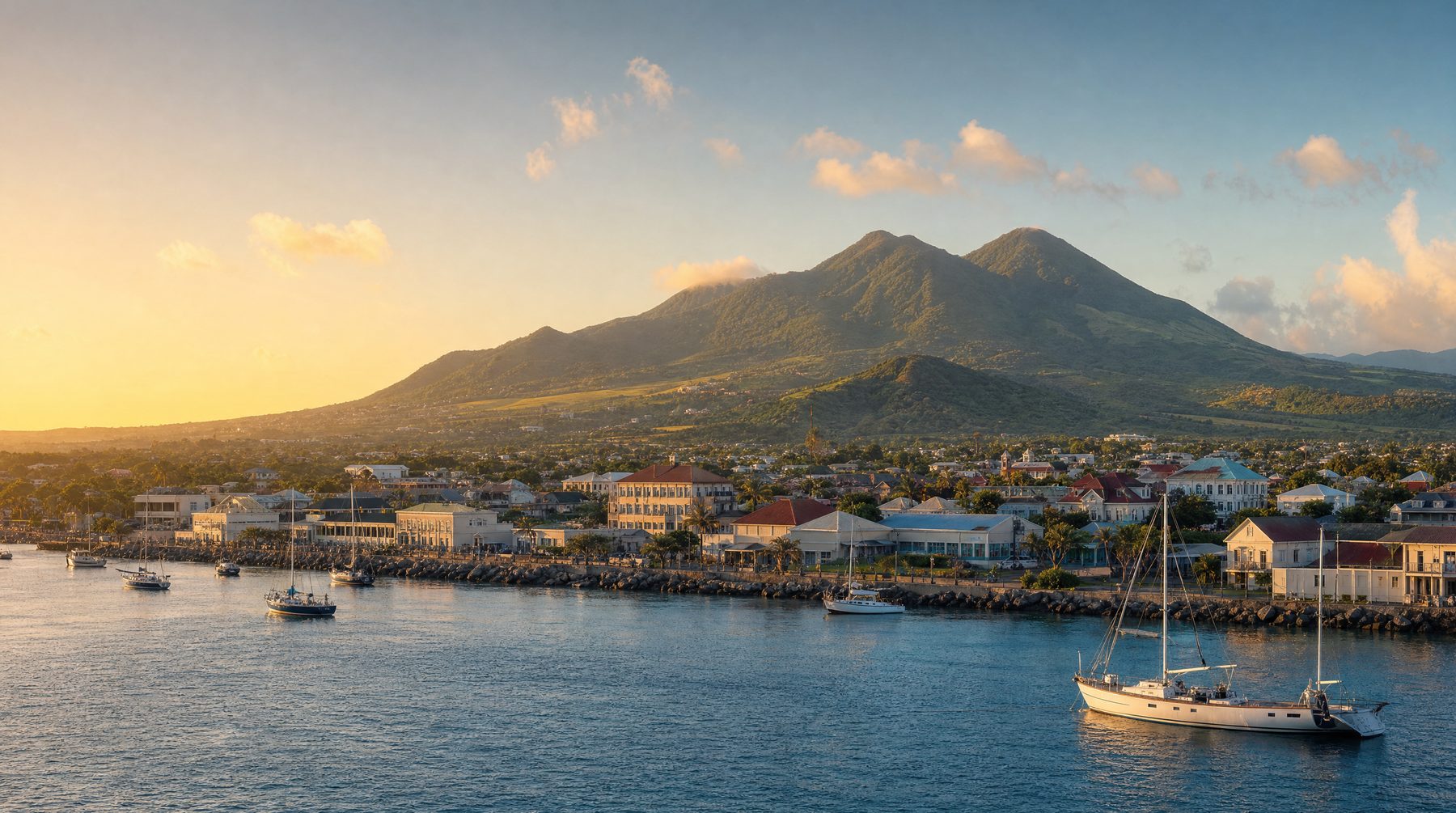 Basseterre harbour at early morning