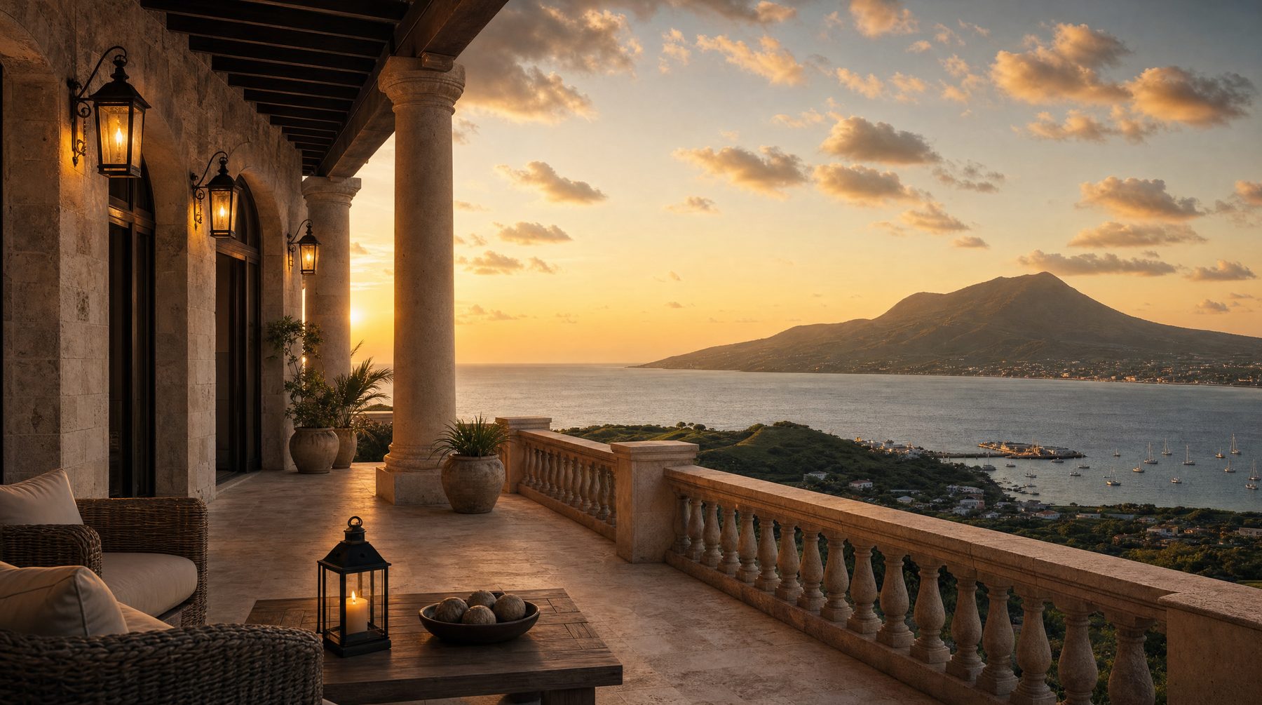 Caribbean coastal residence terrace in Saint Kitts and Nevis