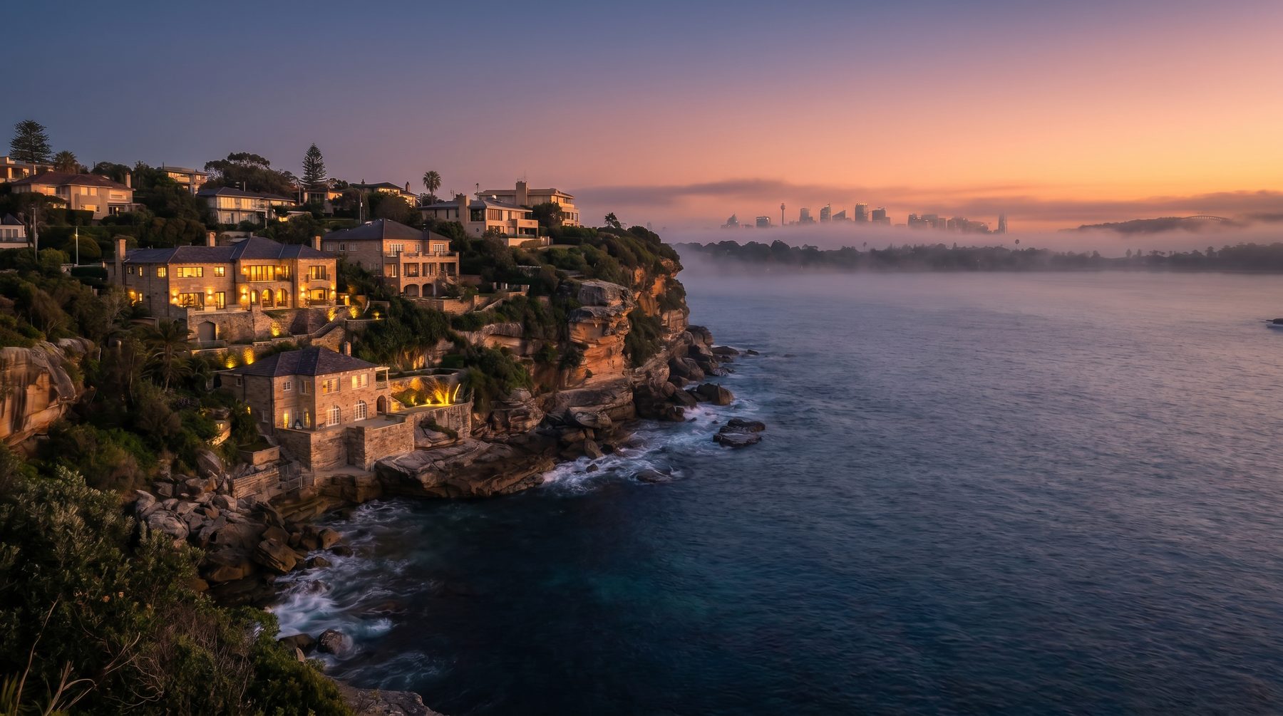 Sydney coastal cliffs and sandstone homes — Australia