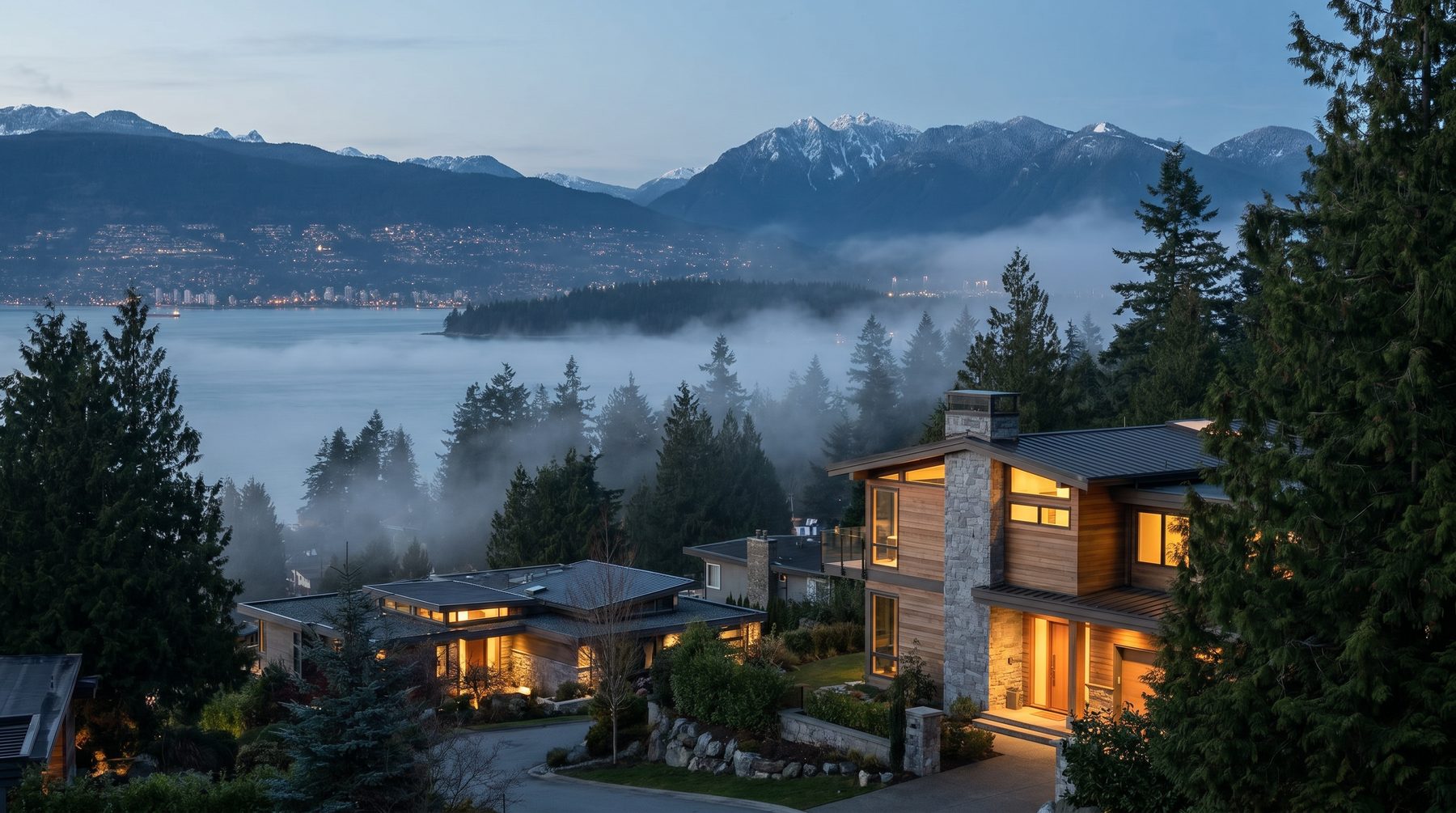 Vancouver hillside residences and mountains — Canada