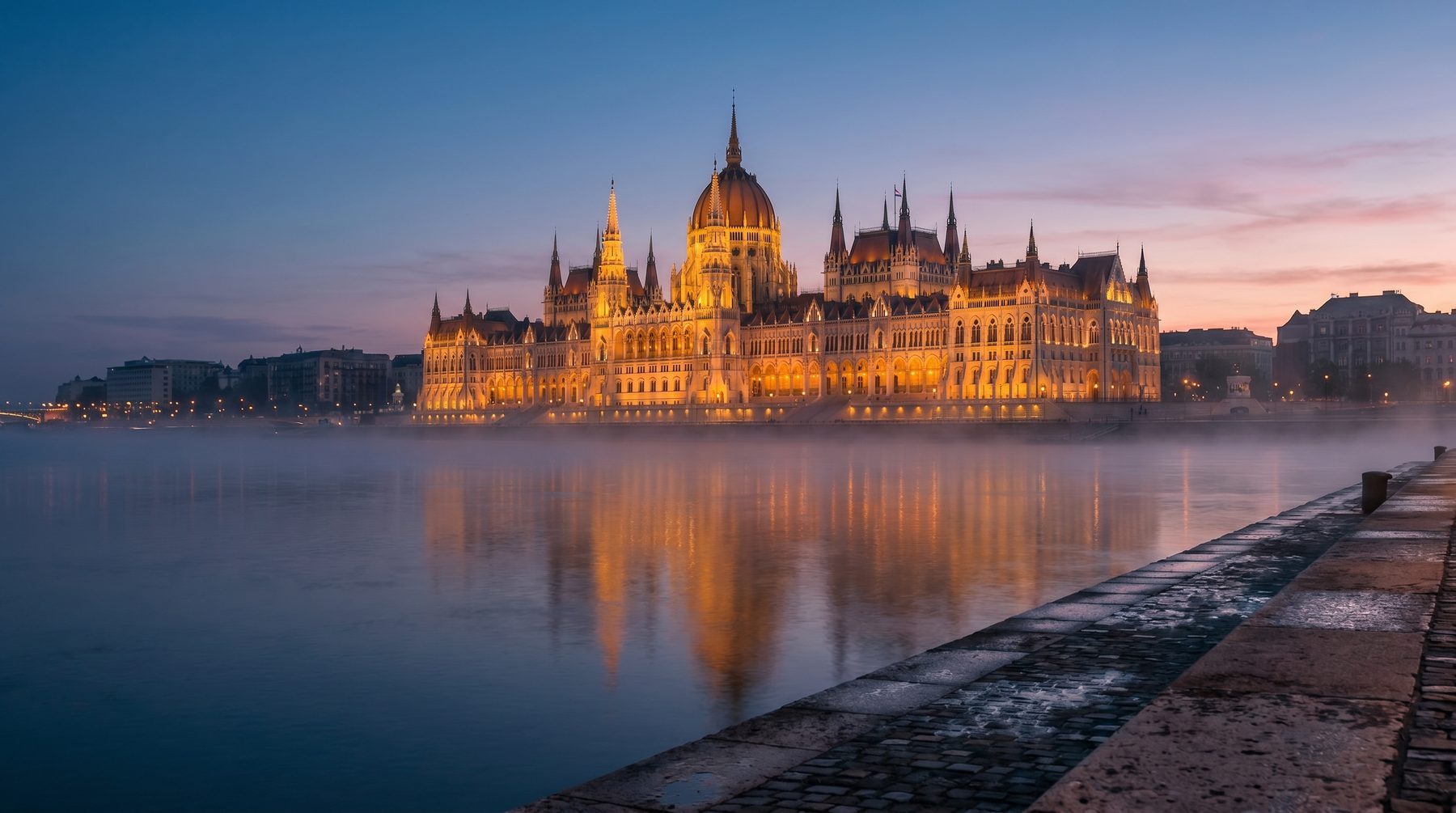 Hungarian Parliament and Danube reflections — Hungary