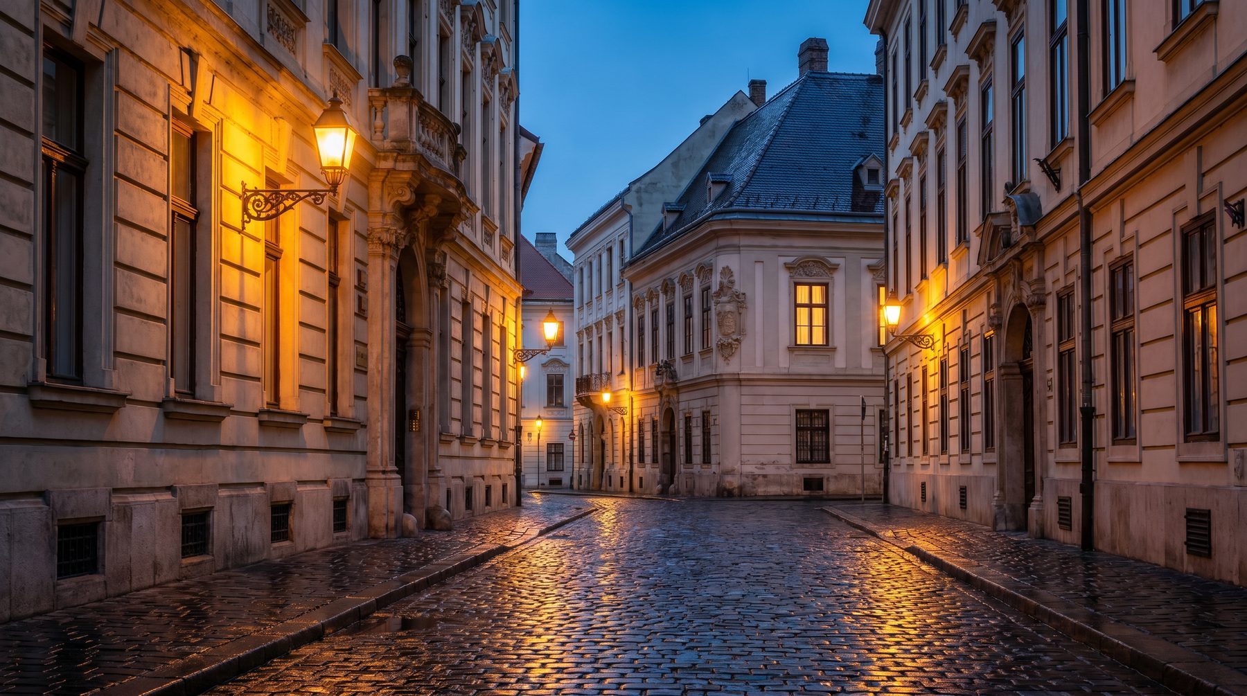 Buda Castle district after rain — Hungary