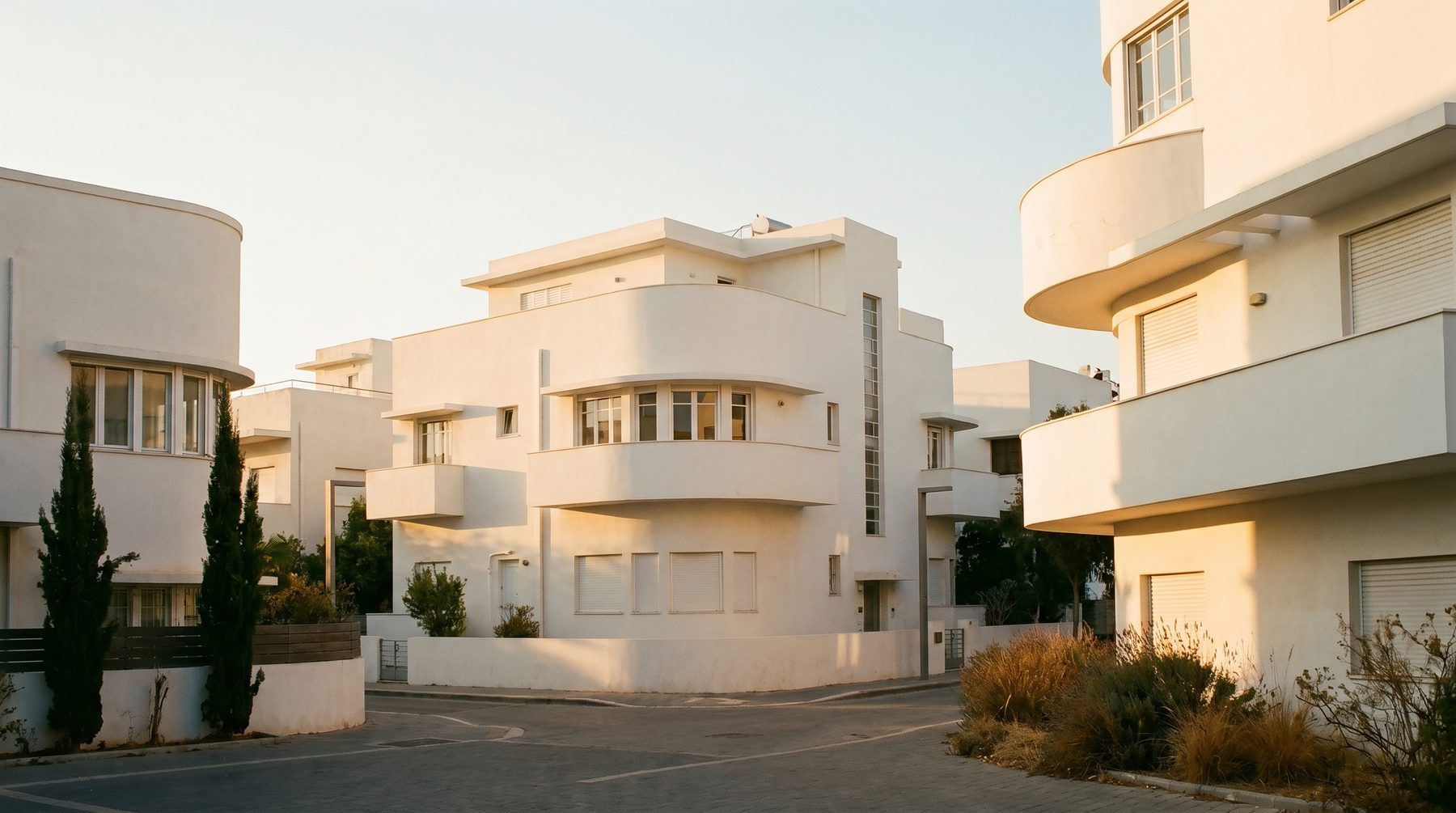 Tel Aviv Bauhaus street at dawn — Israel