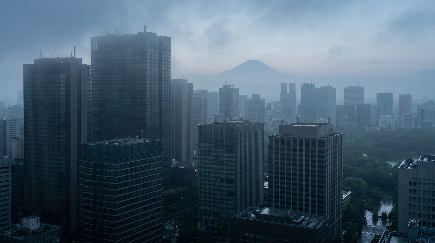 Tokyo financial district and Mount Fuji — Japan