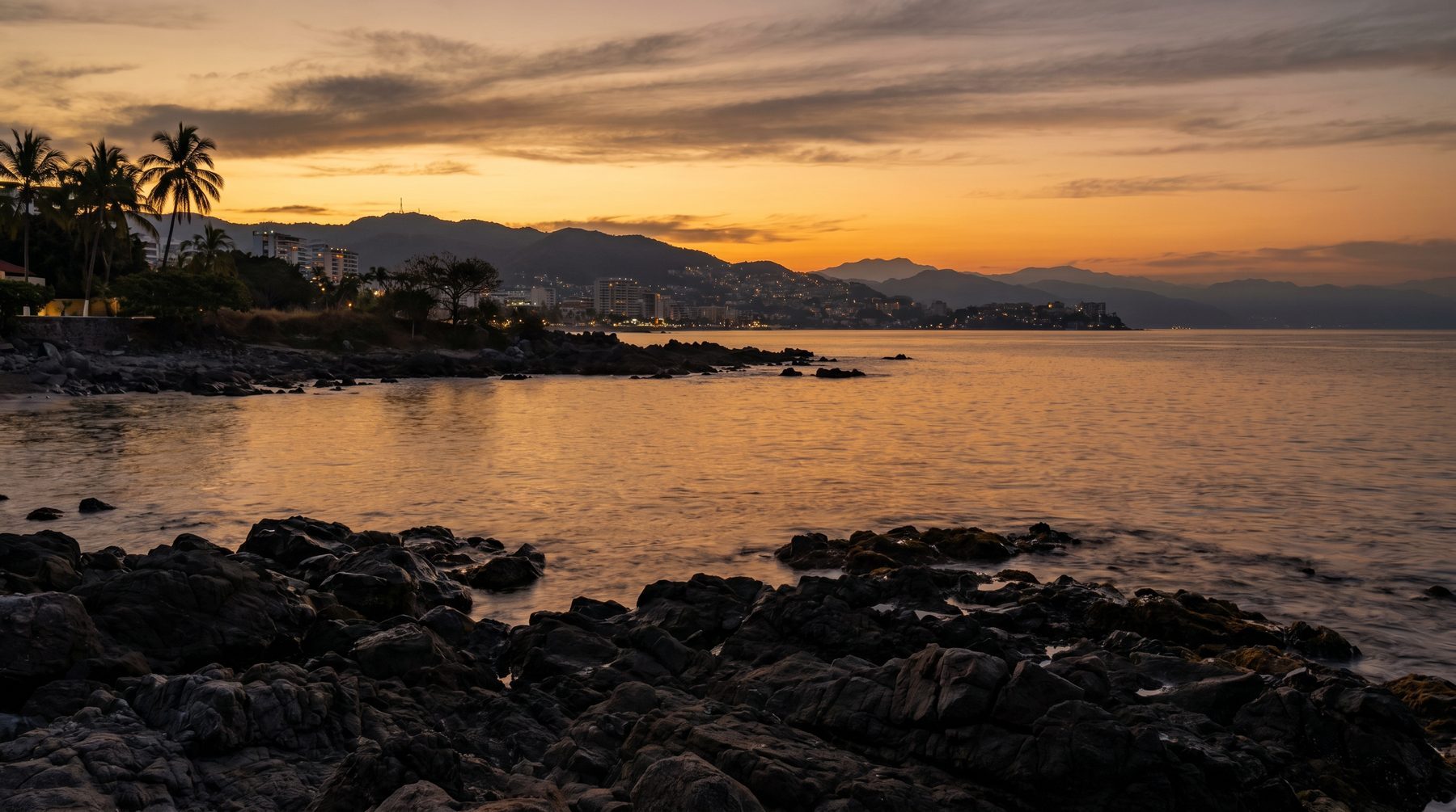 Pacific coastline at sunset — Mexico