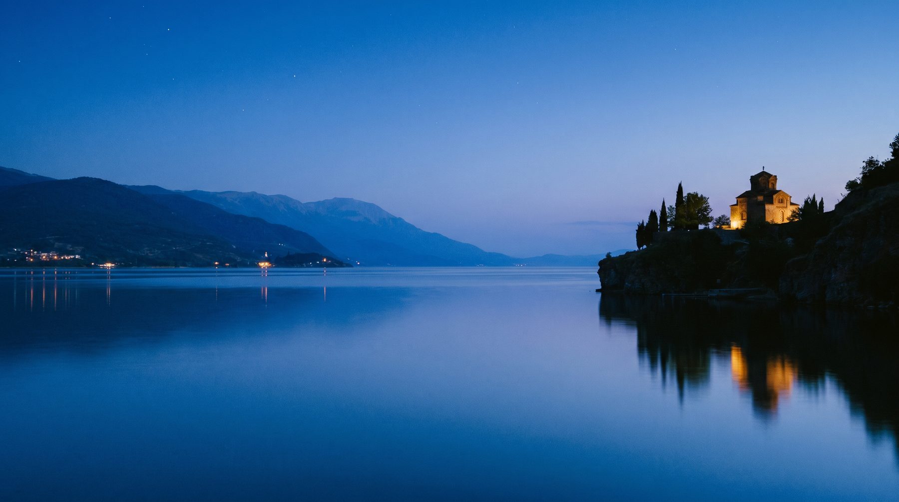 Lake Ohrid at blue hour — North Macedonia