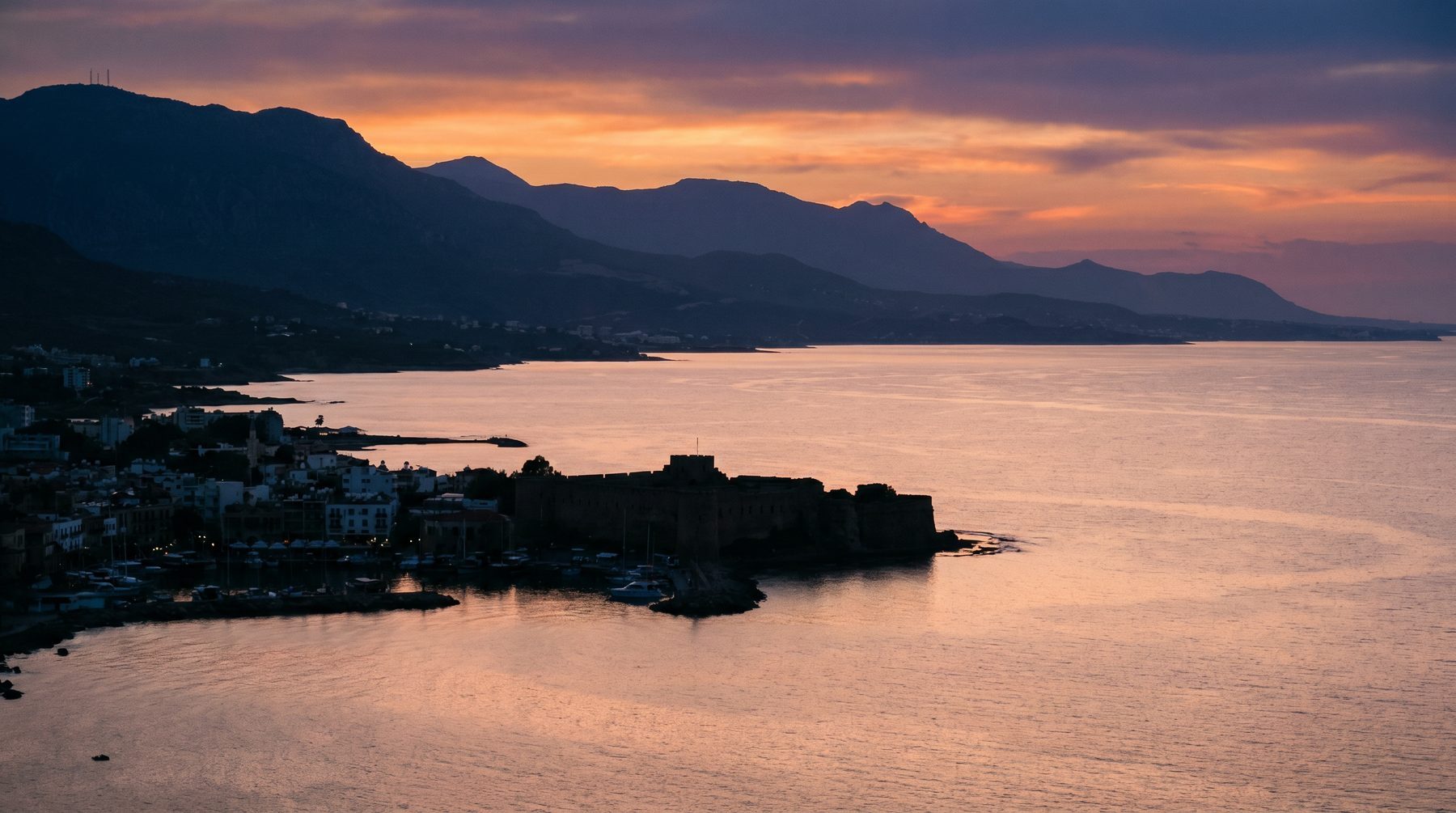Kyrenia coast at sunset — Northern Cyprus