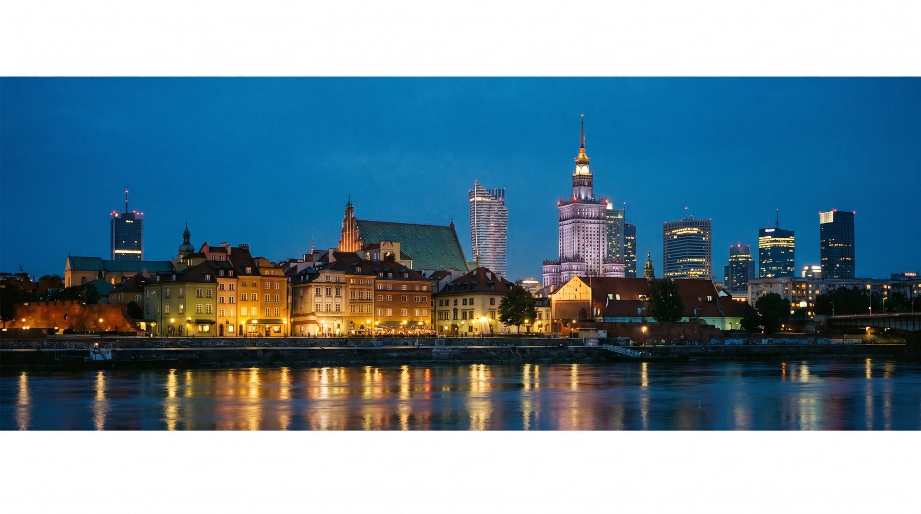 Warsaw and the Vistula at blue hour — Poland