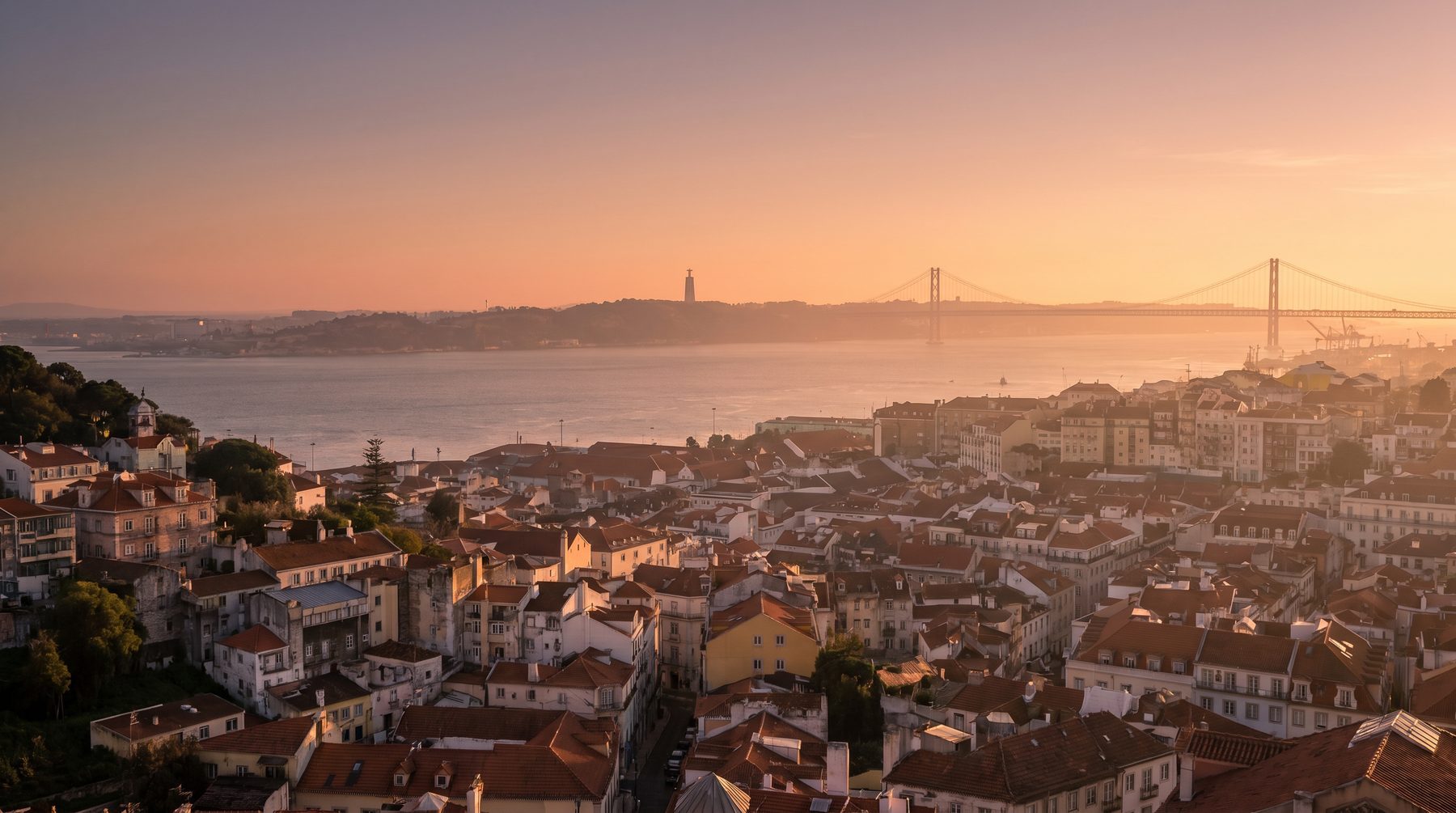 Lisbon and the Tagus at sunset — Portugal