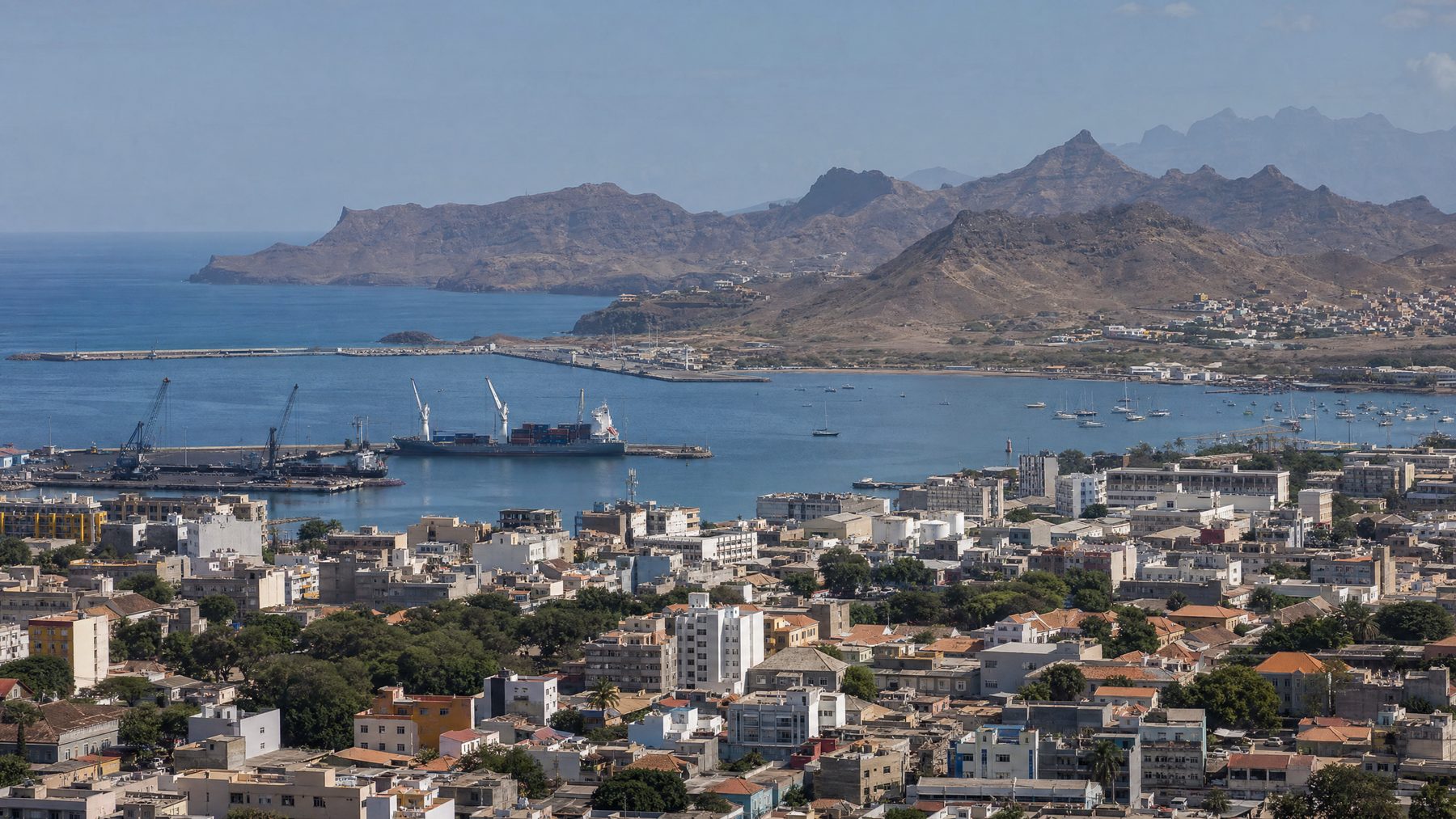 Praia harbour and Santiago island capital setting
