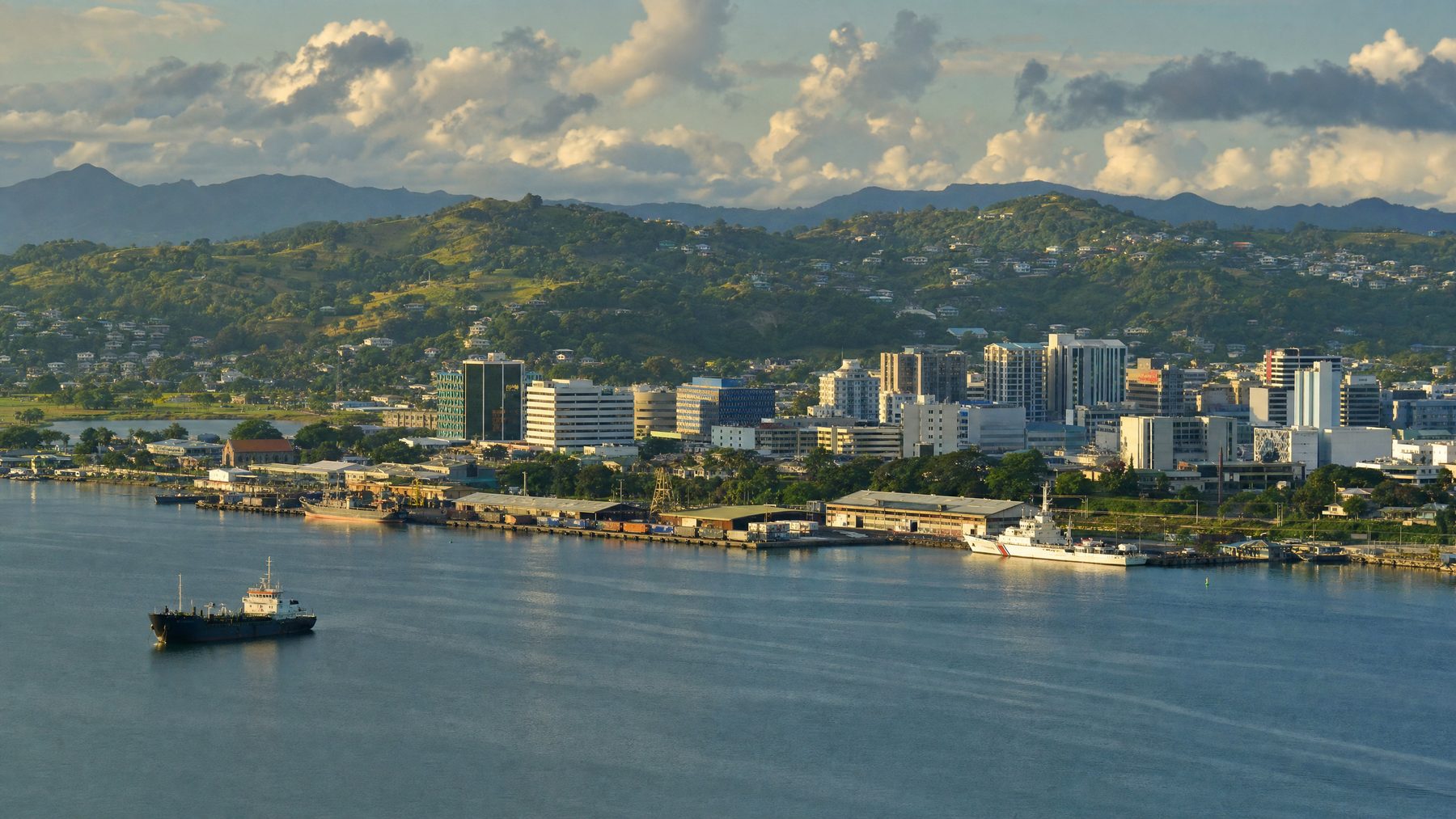 Suva harbour and Fiji capital skyline