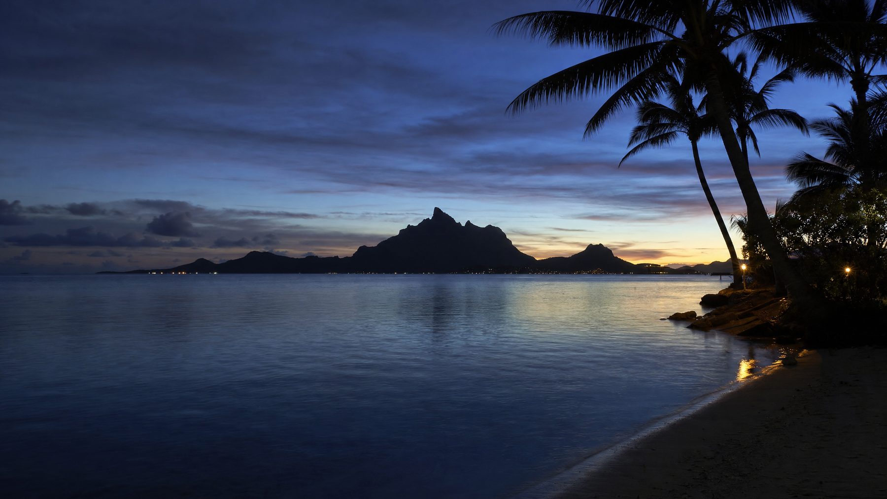 Fiji South Pacific coastline at blue hour