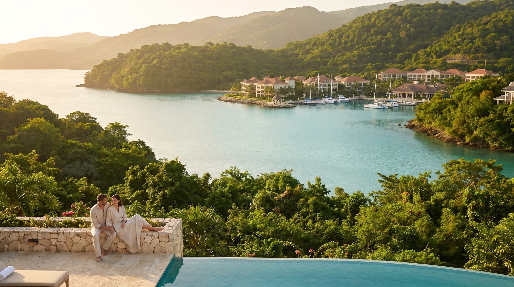 Kingston harbour at dusk, Jamaica