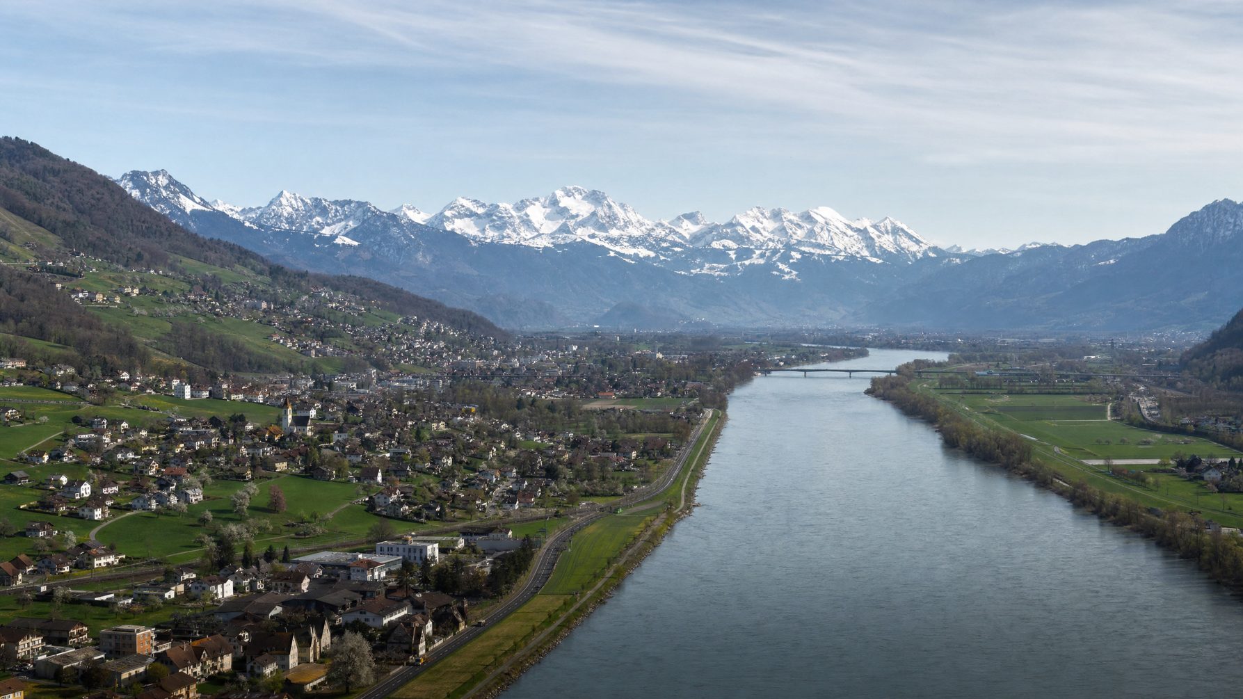 Rhine valley between Liechtenstein and Switzerland