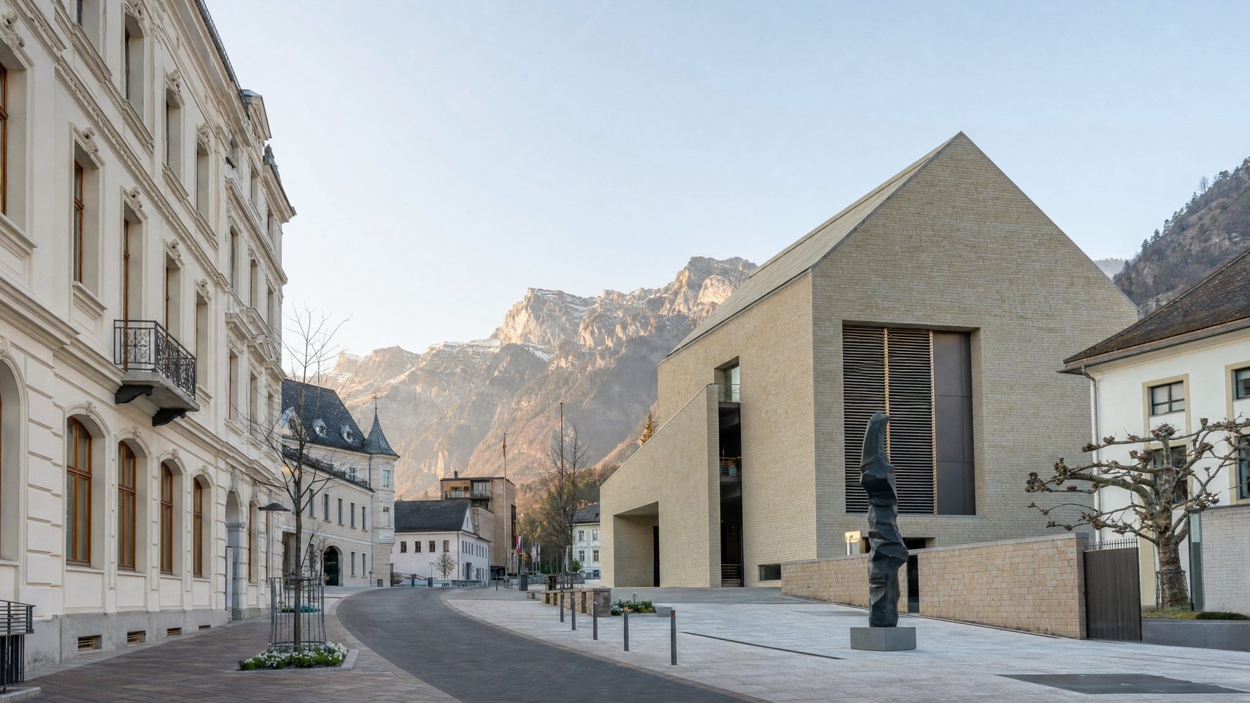 Vaduz Städtle and modern civic architecture