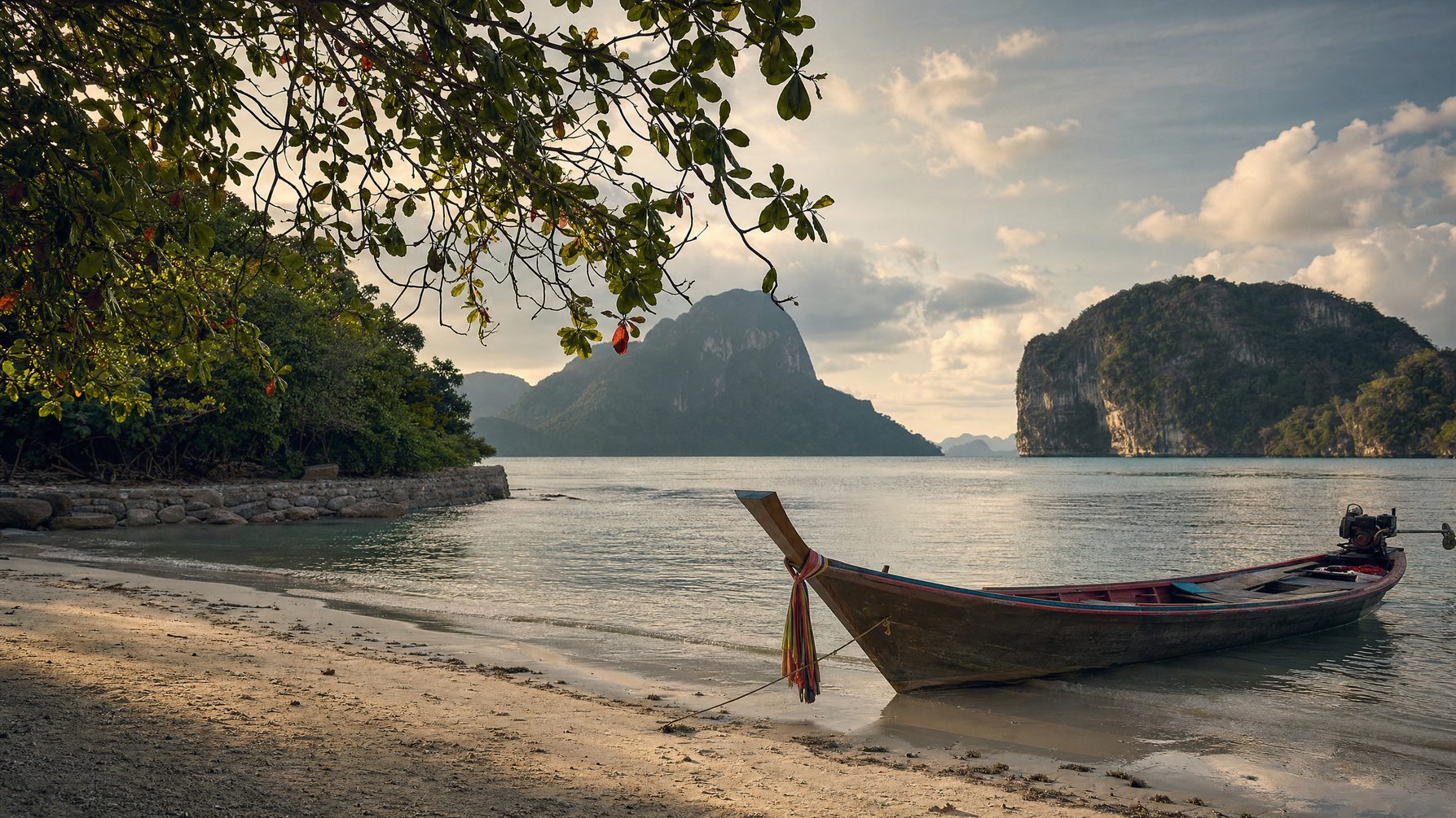 Langkawi coastline with limestone islands