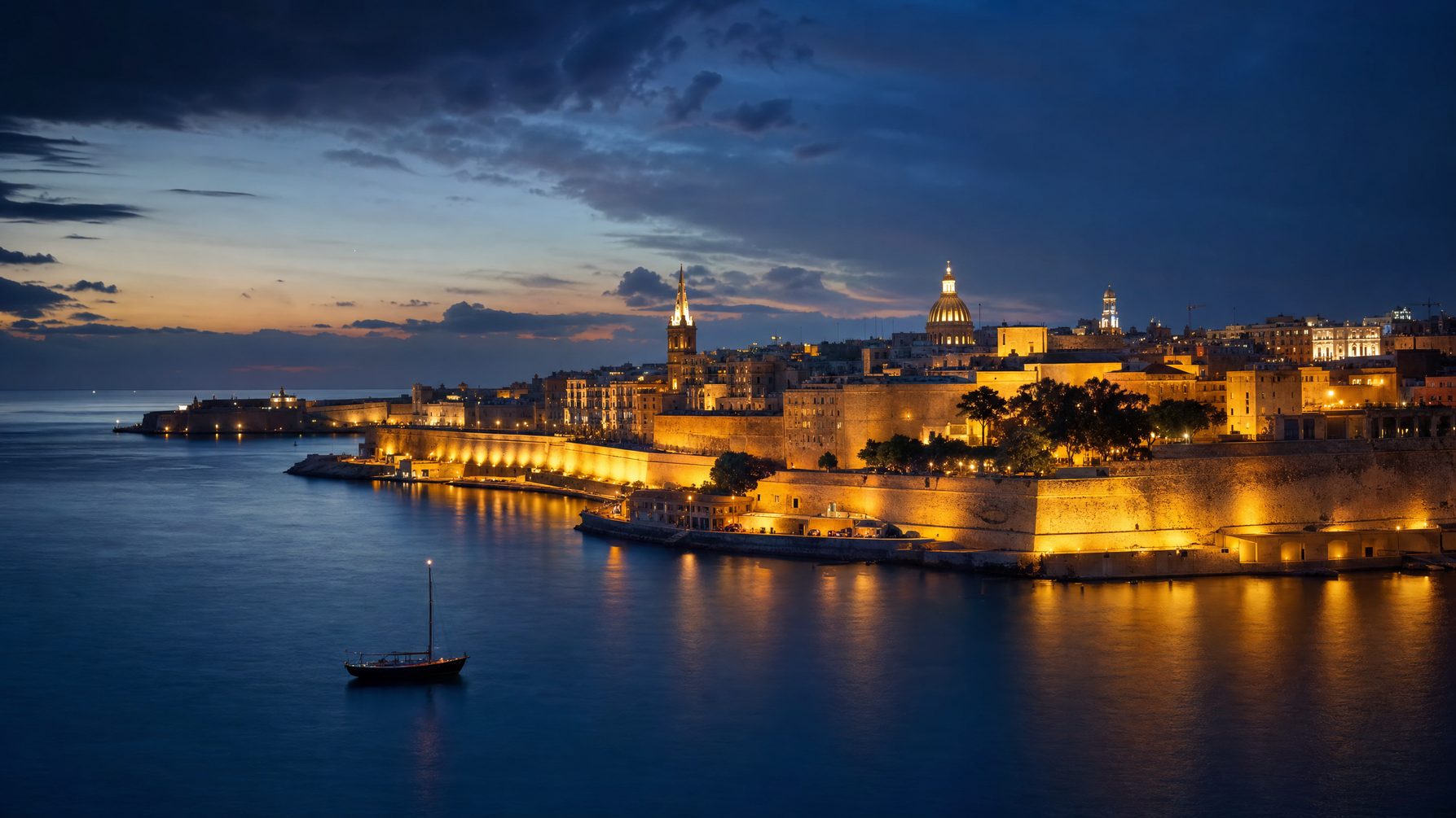 Valletta and Grand Harbour at blue hour