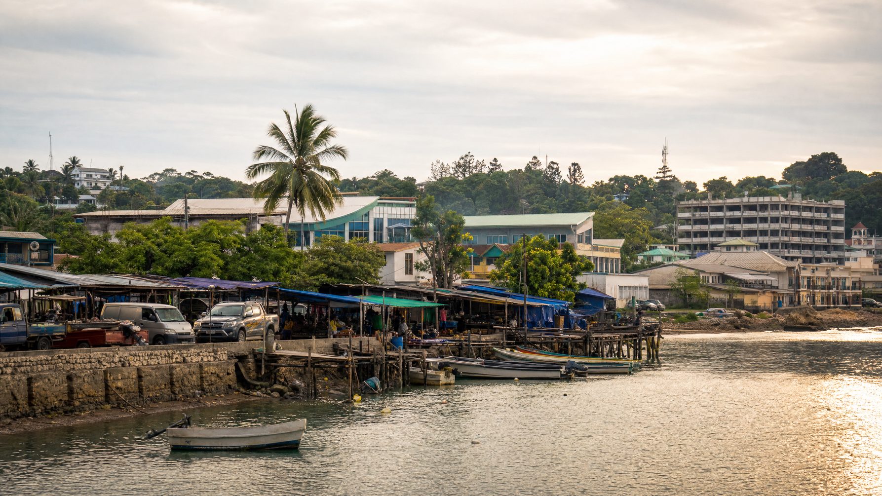 Port Vila harbour and waterfront market atmosphere